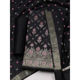 Meena Bazaar Floral Woven Design Zari Chanderi Unstitched Dress Material-picture-6