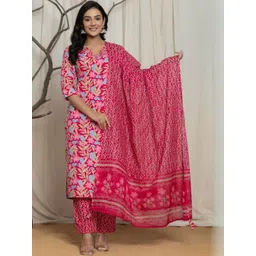 Meena Bazaar Women Floral Printed Regular Kurta & Trousers With Dupatta-picture-33