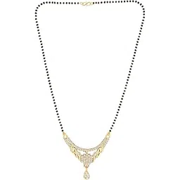 meenaz American Diamond Mangalsutra for women stylish 1gm gold mangal sutra short AD CZ Pendant Necklace design jewellery for women nallapusalu chains one gram 18 inch black beads chain golden -14-picture-24