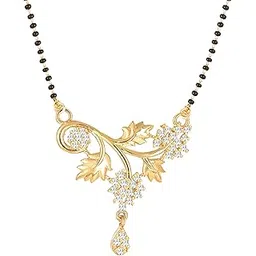 meenaz American Diamond Mangalsutra for women stylish 1gm gold mangal sutra short AD CZ Pendant Necklace design jewellery for women nallapusalu chains one gram 18 inch black beads chain golden -146-picture-19