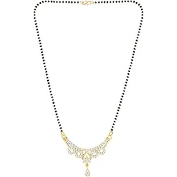 meenaz American Diamond Mangalsutra for women stylish 1gm gold mangal sutra short AD CZ Pendant Necklace design jewellery for women nallapusalu chains one gram 18 inch black beads chain golden -16-picture-30