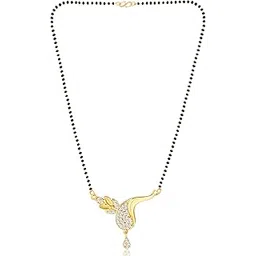 meenaz American Diamond Mangalsutra for women stylish 1gm gold mangal sutra short AD CZ Pendant Necklace design jewellery for women nallapusalu chains one gram 18 inch black beads chain golden -2-picture-31