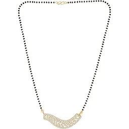 meenaz American Diamond Mangalsutra for women stylish 1gm gold mangal sutra short AD CZ Pendant Necklace design jewellery for women nallapusalu chains one gram 18 inch black beads chain golden -20-picture-26