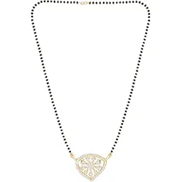 meenaz American Diamond Mangalsutra for women stylish 1gm gold mangal sutra short AD CZ Pendant Necklace design jewellery for women nallapusalu chains one gram 18 inch black beads chain golden -4-picture-21