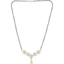 meenaz American Diamond Mangalsutra for women stylish Peacock vati wati 1gm gold mangal sutra short AD CZ Pendant Necklace design jewellery for women nallapusalu one gram 18 inch black beads chain -46-picture-23