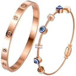 meenaz bracelet for women Stylish Bangles for women Adjustable Anti Tarnish Bracelet for girls rose gold Kada for Women Accessories Anti Tarnish Jewellery Stainless Steel Cuff Bracelet gifts Combo-picture-14
