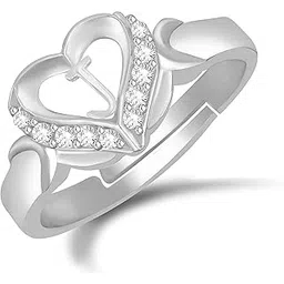 meenaz CZ Valentine American diamond Adjustable I Love You Heart Initial Letter Name Alphabet J Ring Silver propose AD Finger Rings for girls women Couple girlfriend King Queen Gf BF lovers ladies-picture-19