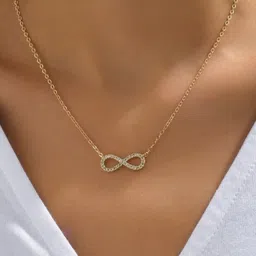 meenaz Infinity pendant for women anti tarnish necklace chain locket korean stylish Gold-plated Crystal, Cubic Zirconia, Diamond Alloy, Metal, Stainless Steel, Stone Pendant-picture-13