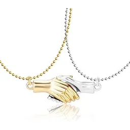 meenaz Matching Necklace for Couples women girls men boys 2 Pcs Half Heart Magnetic Couples pendant Heart Friendship love BFF Pendant Jewelry for Men Women Best Friends Valentine Gifts red silver -205-picture-55