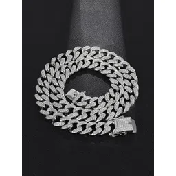 MEENAZ Men Silver-Plated CZ Studded Necklace Chain-picture-24