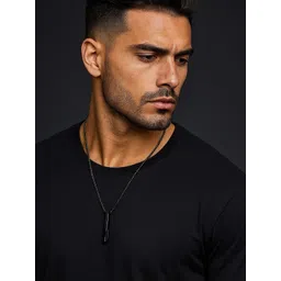 MEENAZ Men Silver-Plated Stainless Steel Geometric Pendants with Chains-picture-39