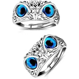 meenaz Owl Eye Ring for Men Women girls boys boyfriend Adjustable Evil Eye Owl Ring Combo Animal Open Ring Adjustable Owl Ring Open Animal Rings Statement Finger Ring Jewelry Men Ring Jewelry -168-picture-14