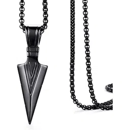 meenaz Pendant for Men Arrow Black Silver gold chain for men Boys Mens boyfriend gents locket Necklace for men Boy girls Women Stainless Steel neck chain lockets mens chains fashion Long Stylish -18-picture-30