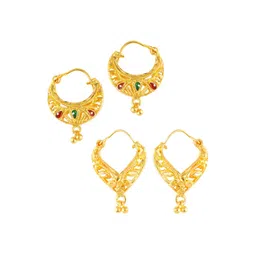 MEENAZ Set of 2 Gold-Plated Classic Hoop Earrings-picture-12