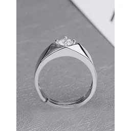 MEENAZ Silver-Plated American Diamond StuddedFingerRing image 1