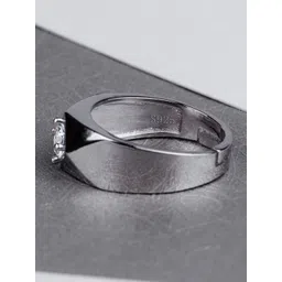 MEENAZ Silver-Plated American Diamond StuddedFingerRing image 4