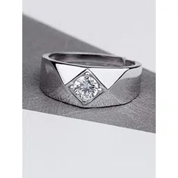 MEENAZ Silver-Plated American Diamond StuddedFingerRing image 2