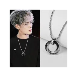 MEENAZ Silver-Plated Circular Pendants with Chains-picture-20