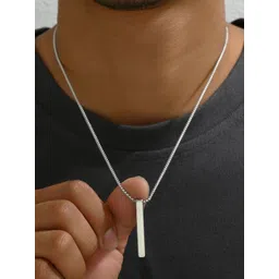 MEENAZ Silver-Plated Geometric Pendants with Chains-picture-23