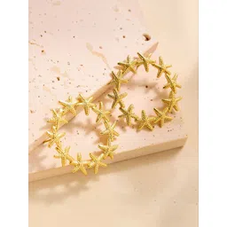 MEENAZ Stainless Steel 18kt Gold-Plated Circular Shaped Korean Hoop Earrings-picture-16