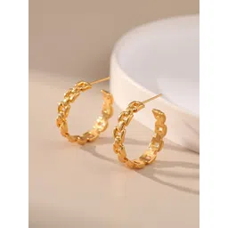 MEENAZ Stainless Steel Gold-Plated Circular Shaped Anti Tarnish Half Hoop Earrings-picture-12