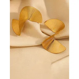 MEENAZ Stainless Steel Gold-Plated Contemporary Anti Tarnish Drop Earrings-picture-34