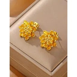MEENAZ Stainless Steel Gold-Plated Floral Shaped Anti Tarnish Studs-picture-38