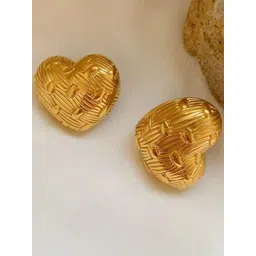 MEENAZ Stainless Steel Gold-Plated Heart Shaped Anti Tarnish Studs-picture-37