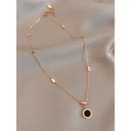 MEENAZ Stainless Steel Rose Gold-Plated Circular Shaped Pendant With Chain-picture-32