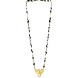 meenaz Temple South Indian Mangalsutra For Women Girls Ladies Wife Traditional 1 One Gram Gold Stylish Maharashtrian Long Chain Wati Mangal sutra Pendant Tanmaniya Black golden Nallapusalu Chains-picture-24