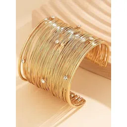 MEENAZ Women American Diamond Antique Gold-Plated Cuff Bracelet-picture-15