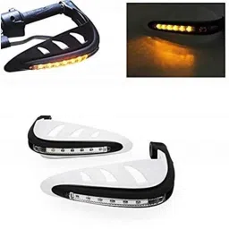 Meenu Arts Motorcycle Handguards with Led Light for 7/8 inch Grips - 300 * 140 * 110Mm (White) for Hero Karizma Zmr-picture-28