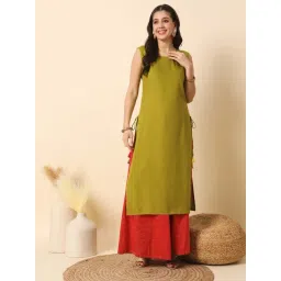 Meeranshi Olive Green Straight Kurta image 1