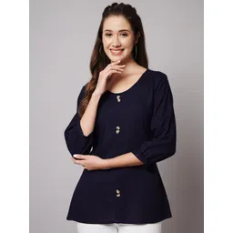 Meeranshi Round Neck Puffed Sleeves Top-picture-11