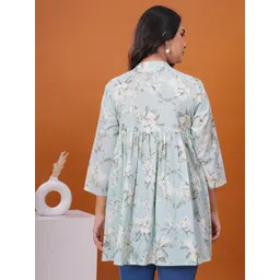 Meeranshi Women Floral Printed Mandarin Collar Cotton Peplum Top image 5