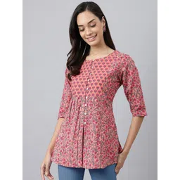 MEESAN Pink & Blue Printed Cotton Tunic-picture-23