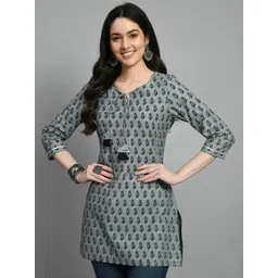 MEESAN Tie-Up Neck Ethnic Motifs Printed Gotta patti Kurti-picture-38