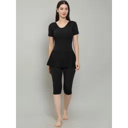 MEGASKA Knee Length Removable Chest Pads One Piece Frock Style Swimming Dress-picture-25