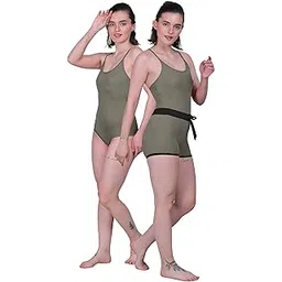 megaska Women's One Piece Padded Adjustable Straps Monokini Bodysuit Swimwear with Bow Style Swim Shorts Swimsuit Set-picture-21