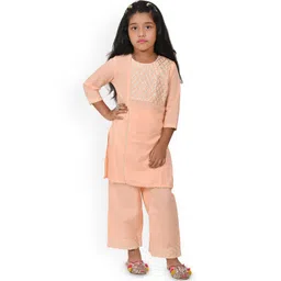 Megha Overseas Girls Embroidered Regular Gotta Patti Kurta with Trousers-picture-29