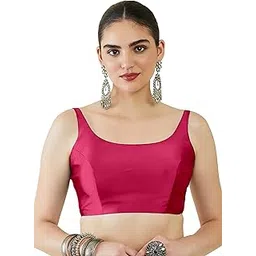 mehrang Womens Taffeta Padded Blouse, Classic Sleeveless Silk Stitched Blouse, Readymade Saree Blouse for Women Stylish-picture-28