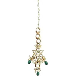 mehrunnisa Traditional Kundan Maang Tikka with Green Stone-picture-55