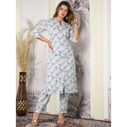 Mehsoos Women Ethnic Motifs Printed Regular Pure Cotton Kurta with Trousers-picture-33