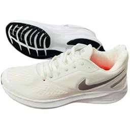 Mehta Collection ZoomX Invincible Run 3 Running Shoes, Triple White with Grey Swoosh, Performance Athletic Trainers, Cushioned Mesh Upper-picture-44