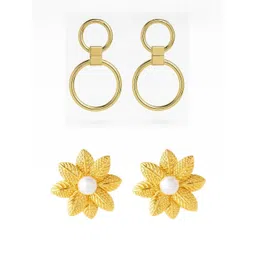 MEHULKUMAR PRABHULAL VORA Set Of 2 Gold-Plated Circular Shaped Drop Earrings-picture-23