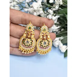 MEIRA JEWELLERY Artificial Stones Studded & Beaded Contemporary Drop Earrings-picture-38