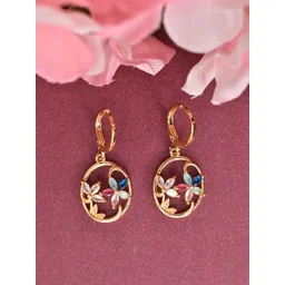 MEIRA JEWELLERY Artificial Stones Studded Floral Drop Earrings-picture-14