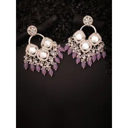 MEIRA JEWELLERY Gold-Plated Artificial Stones Studded & Beaded Contemporary Drop Earrings-picture-16