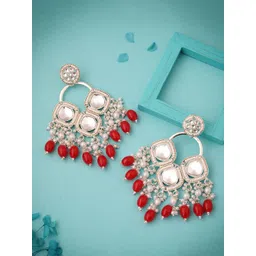 MEIRA JEWELLERY Gold-Plated Artificial Stones Studded & Beaded Contemporary Drop Earrings-picture-23