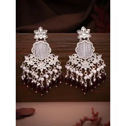MEIRA JEWELLERY Gold-Plated Artificial Stones Studded & Beaded Contemporary Drop Earrings-picture-35